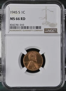 1945 S NGC MS 66 RD United States / American Lincoln Wheat Cent. - Picture 1 of 2