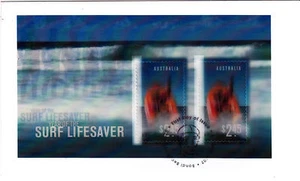 2007 Year of the Surf Lifesaver (mini hoja lenticular) FDC - Bondi Beach PMK - Imagen 1 de 1
