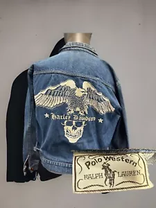 Individuell bestickte Harley Davidson x Ralph Lauren Western Jeansjacke Damen L - Bild 1 von 15