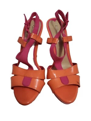 Gianni Bini Orange And Pink Pumps Womens Side 8.5 Heels Open-Toe NWOT *read - Image 1 of 4