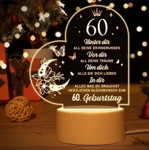 60 Geburtstag Frau Mann, Geschenke Zum 60. Geburtstag - Acryl Nachtlicht Geschen - Bild 1 von 12