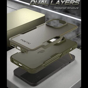 iPhone 14 Pro Case Dual Layer Slim Shockproof Protective Cover Military Green - Picture 1 of 5