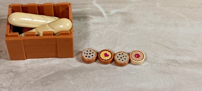 New LEGO Bread Box Miniature French Loaf Plastic Tan COOKIES Heart Filled Grocer - Image 1 of 2