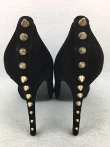 Alexander McQueen Heels Women Europe Size 38.5 Size 8.5 Open Toe Black Studded- - Picture 1 of 9