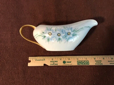 Plato para servir barco Gravy vintage, pintado a mano, mango dorado Foto 1 de 4