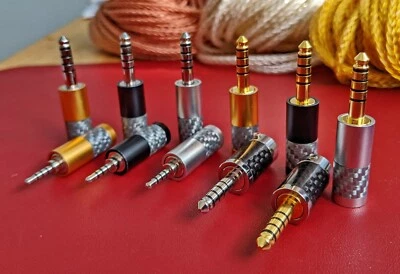 2.5mm TRRS 4.4mm TRRRS male Gold Rhodium plated aluminum carbon jack connector - Image 1 of 4