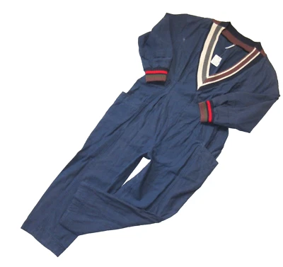 NWT Free People Costa Brava Jumpsuit in Navy Blue Deep V-neck Cropped 1-Piece L - Image 1 of 4