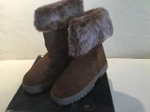 Rampage Ashlee Whiskey Swede 6 M Boot New Flat Heel Brown Faux Fur Lining - Picture 1 of 5