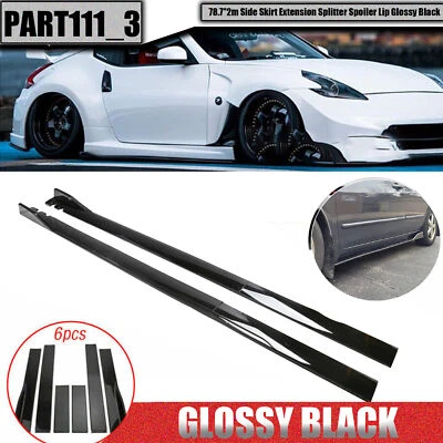 Para Nissan 200SX 78,7"2m Saia Lateral Extensão Divisor Spoiler Lábio Preto Brilhante - Imagem 1 de 4