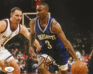 Hersey Hawkins REAL SIGNED Photo #3 JSA COA Autographed NBA Basketball Player - Picture 1 of 2