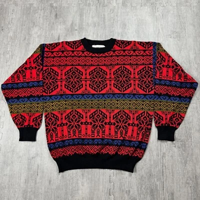 DE COLECCIÓN AÑOS 80 90 Obermeyer Juneau Hombres Suéter de esquí vibrante tejido funky cuello redondo talla l Foto 1 de 4