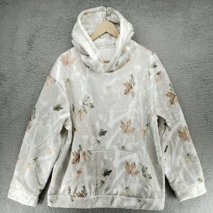 Maple Leaf Print Camo Hoodie Womens L Sweatshirt Hooded Oversized - Picture 1 of 15