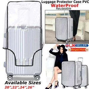 Telo Copri Bagaglio Impermeabile PVC Trasparente UK Protezione Valigia 18"-30" Viaggio - Foto 1 di 21