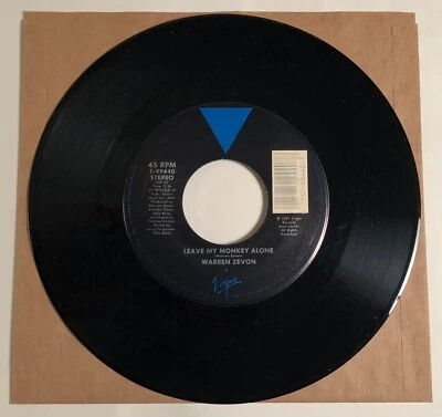 Warren Zevon / Leave My Monkey Alone / 1987 Virgin 45rpm / Mint! - Image 1 of 4