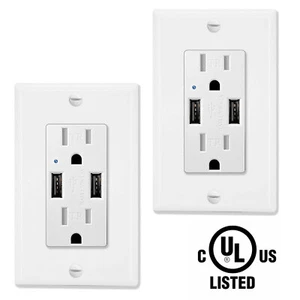 Cargador de toma de pared USB 4,2 A 15 amperios resistentes a manipulaciones paquete de 2 - Imagen 1 de 12