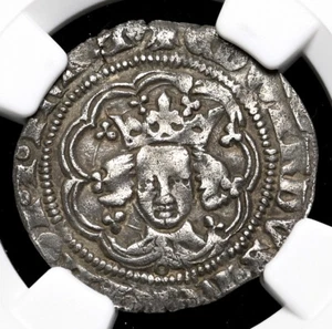 ENGLAND. Edward III. 1327-1377. Silver Halfgroat, London mint, NGC XF40 - Picture 1 of 4