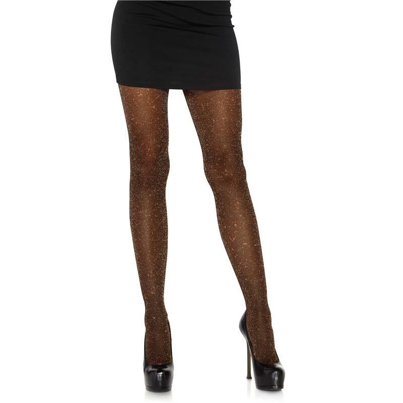 Leg Avenue Damen Nylon Strumpfhose mit Glitzer Schwarz-Kupfer 34/36/38 #AC1035 - Bild 1 von 1