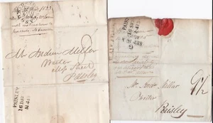 1816/42 5 DIFF GLASGOW PMKS ON 4 LETTERS & 1 WRAPPER BEFORE & AFTER PENNY POST - Picture 1 of 4