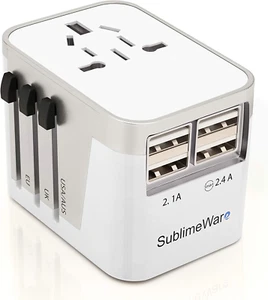 Power Plug Adapter (White) - 4 USB Ports Wall Charger - Fast Charging Adapter fo - Picture 1 of 12
