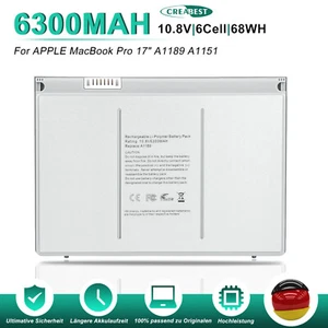 Batería 10.8V A1189 Para Apple MacBook Pro 17" A1151 A1261 A1229 MA092 897 2006-2008 - Imagen 1 de 12