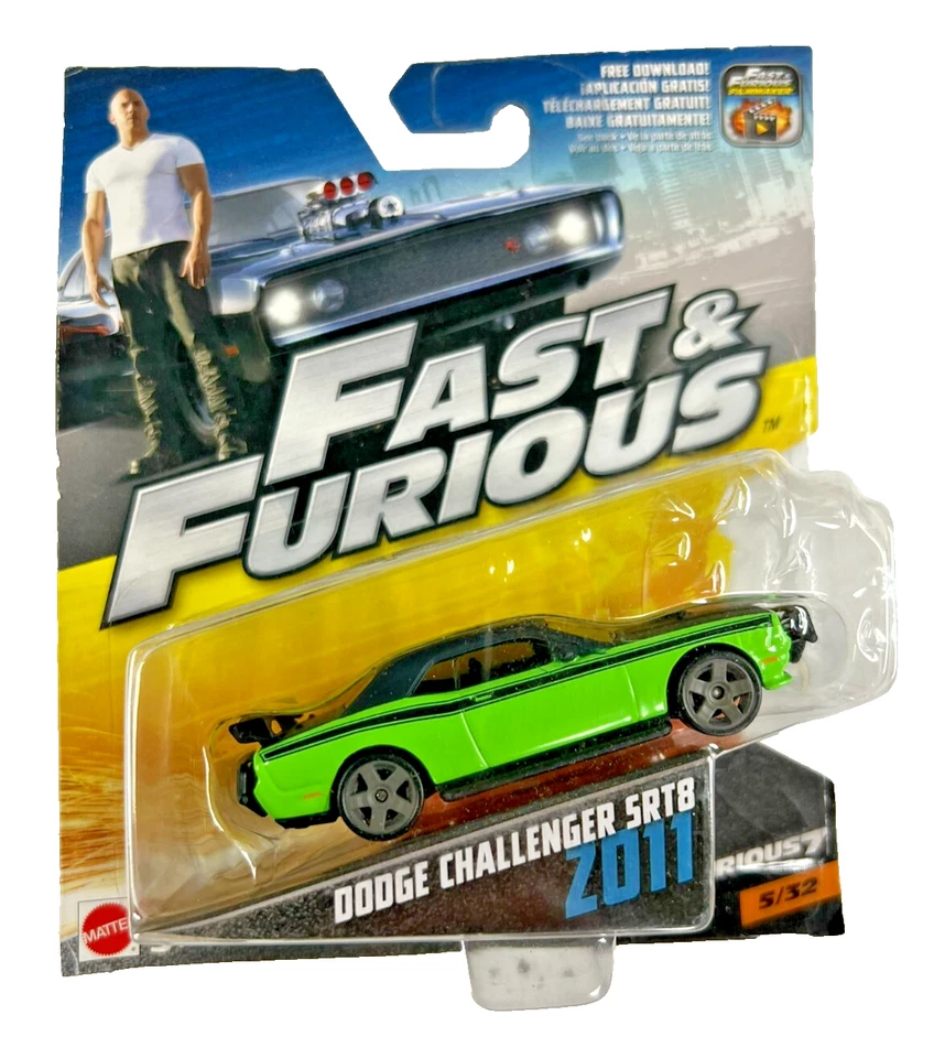 Dodge Challenger SRT8 Z011 Fast and Furious Model Car Mattel 1:55 5/32 Diecast - Image 1 of 1