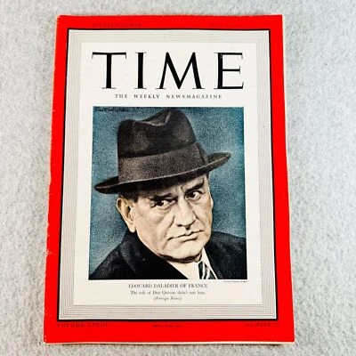 Time Magazine June 5 1939 Edouard Daladier of France French Minister of Defence - Image 1 of 4