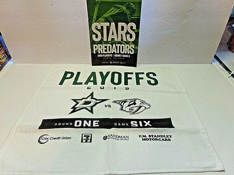 Dallas Stars / Nashville Predators 2019 Playoff Towel W/ Program Round 1 Game 6 Cover