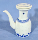 Vintage Chiński niebiesko-biały ryż oczy sos sojowy ziarnisty / butelka octu z pokrywką