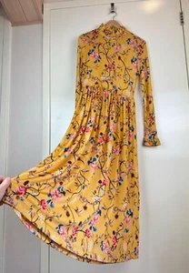 STINE GOYA Clarabelle Yellow Maxi Dress Gown Viscose Silk Floral Zimmermann M - Picture 1 of 15