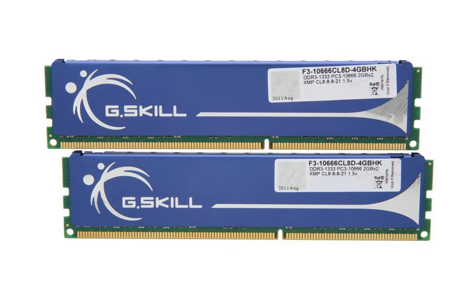 G.SKILL F3-10666CL8D-4GBHK 2GB DDR3 1333MHZ RAM 240pin Lot of 2 - Image 1 of 1