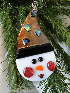 ¡NUEVO SUZ! "VIDRIO ""SNOWMAN HELADO"" #02 ADORNO DE NAVIDAD, FIRMADO HECHO A MANO EN EE. UU.! - Imagen 1 de 3