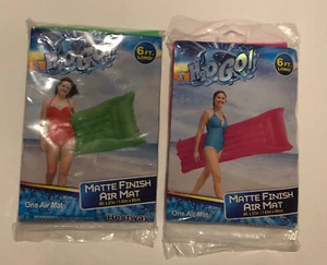 2 Bestway Matte Finish Pool Floating Air Mats One Pink & One Green 6 ft. x 27" - Picture 1 of 5