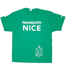 Toys R Us Mens Spell Out Naughty Nice Shirt Green Size Large - Picture 1 of 10