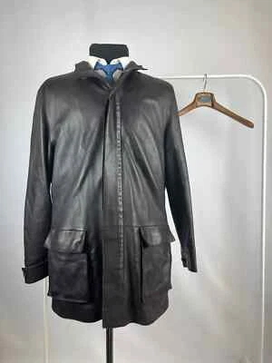 Abrigo chaqueta de cuero marrón oscuro vintage Ermenegildo Zegna para hombre talla US 42 L-XL Foto 1 de 4