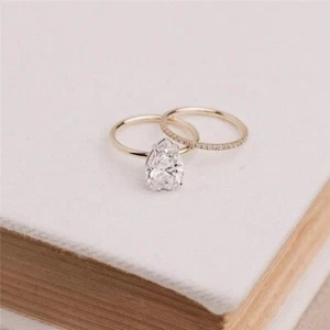 1.50 Cttw F/VS Lab Created Pear Cut Diamond Stackable Engagement Ring for Women - Picture 1 of 5