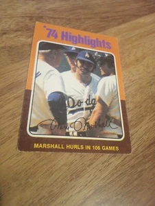 1975 Topps Baseballkarte # 6 Mike Marshall Dodgers 74 Highlights Ex bis EX + - Bild 1 von 5
