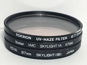 3 67mm Filters Hoya Skylight 1(B) Vivitar Skylight 1A Rokinon UV-Haze - Picture 1 of 5