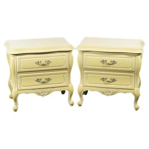 Pair French Provincial Style Hickory Two-Drawer Bombe End Stands 20thC - Picture 1 of 10