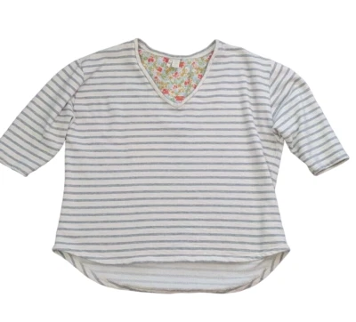Top Matilda Jane Gris Blanco Rayas Cualquier cosa Menos Ordinario Cuello en V Talla XL Algodón Foto 1 de 4