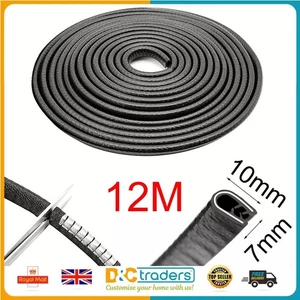 12m Car Door Boot Edge Protector Strip Trim U Shape Guard Seal Rubber Black - Picture 1 of 11