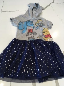Disney 100 grau blau Winnie Puuh Kleid Größe Medium 7/8 Pixar mit Ohren Kapuze  - Bild 1 von 7