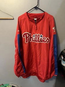 Giacca Philadelphia Phillies Majestic uomo taglia 4XL Cool Base rossa 1/4 zip - Foto 1 di 8