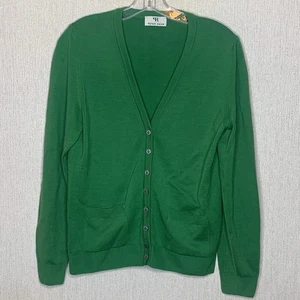 Peter Hahn Cardigan Size 14 Green New Tasmanian Pure Wool Long Sleeved - Picture 1 of 16