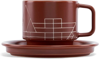Tea Forte Terra Stoneware Teacup with Saucer, 8 Ounces, Frank Lloyd Wright  - Image 1 of 4