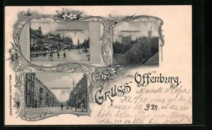 AK Offenburg, Ortenbergerschloss, Südliche Hauptstrasse, Eisenbahnstrasse 1898 - Picture 1 of 2