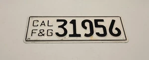 Vintage B/W California Fish and Game License Plate CAL F & G. 31956 - Picture 1 of 4