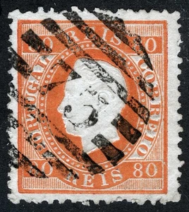 Portugal Sc 44 Orange 80r King Luiz Black 75 in Grid Cancel VF - Picture 1 of 1