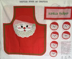 Delantal y posavasos vintage de Papá Noel panel de tela cortado y cosido melenas telas Co - Imagen 1 de 6