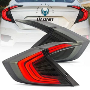 Pair VLAND SMOKED LED Tail Lights For Honda Civic Sedan 2016-2021 Rear Animation - Picture 1 of 14