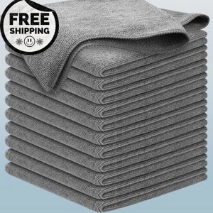 USANOOKS Microfiber Cleaning Cloth Grey - 12 Pcs (12.5"x12.5") new - Picture 1 of 4